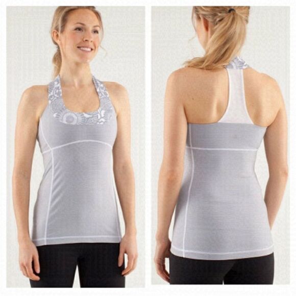 Lululemon Scoop Neck Tank Wee Stripe White Fossil / Beachy Floral White Fossil - Picture 4 of 7